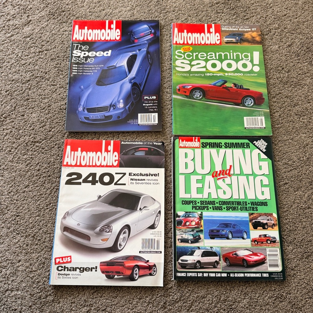 Lot of 4 Vintage Automobile Magazines 1999 Nissan 240Z Honda S2000 Mercedes CLK